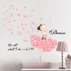 Party Decoration Dancing Girl Pink Butterfly Wall Stickers Living Room Bedroom Decorative Self-adhesive