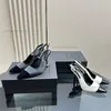 Slingback Frauen Satin -Fersenpumpen Stiletto Heels speicherte Zehen echte Leder -Sohle Sandalen Luxus Designer Kleider Schuh Abendpartyschuhe mit Schachtel