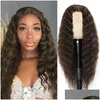 Lace Wigs Wholesale Double Brushed Human Hair Fl Long Trendy For Lady Brazilian Europe And The United States Ladies In Curls Fast Drop Ot1Qo