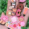 Pièces de chaussures Accessoires en gros 100pcs PVC Food Donuts Biscuit Biscuit Love Heart Cupcake Charms Man Woman Buckle Decorations For Br Dh6tw