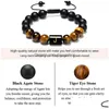 Bracelets de charme iniciais para homens link link artesanato de óculio preto natural tigre