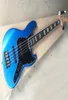 Factory Whole 5 Strings Metallic Blue Electric Bass Guitar med Acyive PickupSrosewood Fingerboard Black PickGuard1657392