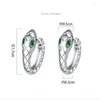 Hoop Earrings Vintage Snake Dangly Earring For Women Exquisite Statement Geometric Silver Color Green Zircon Hoops Huggie