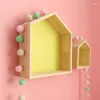 Dekorative Teller nordische Hausform Aufbewahrung Wandregal Display Hängende Regale Babyzimmer Holz Schatten Cubby Box Natural Regale