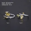 Кластерные кольца 925 Серебряное серебро для женщин Snail Ginkgo Открытый регулируемый размер США 5-9 винтажные ювелирные изделия для животных