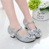 Sneakers Ainyfu Girls High Heel Shuth Buty Dzieci Glitter Bowtie Dance Buty Student Crystal Różowe srebrne sandały pojedyncze buty H43