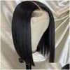 Lace Wigs Straight Short Bob Front 13X4 Transparent Human Hair Pre-Plucked With Baby Jazz Star Drop Delivery Products Otinl