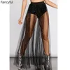 SAIRS MULHERES SEXY PUNK VENHO ATRAVÉS DE MESH GOLD SKIRT TEMPERAMENTO DRESSO LONGO TULE GOTHIC TULLE PARA FEMANA 2024