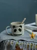 Mugs Original Handmade Ceramic Hand Pinch Stoare Panda Coffee Cup Japanese Mug Water With The Spoon