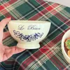Schalen 400 ml Französische Retro Rose Lavendelcreme gelbe Salat Reis Obst Schüssel Keramik 4 Muster