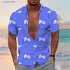 Camisas casuais masculinas 2023 NOVA camisa ALOHA Camisa Flamingo Coco Tree Padrão de impressão 3D Fashion Holiday Holiday Holiday Lazer de manga curta YQ240408