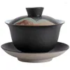 Ensembles de voiles de thé japonais dessinés à la main dans la palette de thé en porcelaine de Gaiwan Gaiwan Bowl STOARE MAKER COVER