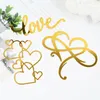 Fournitures de fête coeurs de mariage gâteau topper or acrylique amour coeur décoration engagement dessert toppers cuit bricolage accessoires de décoration