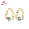 Boucles d'oreilles Stud Zirconia 925 STERLING Silver High Quality Wedding Géométrique pour femmes Lady Fine Jewelry