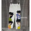 Firmranch Jennie Clothes Women 2023 Trend Spring Summer Astro Boy Cartoon Printed Casual Pants White Skinny Trousers VS Top Set