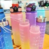 Water Bottles 1 Liter Large Bottle Motivational Drinking Sports Straw With Time Marker Plastic Cups Outdoor 3 Pack