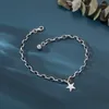 Bangle 2024 Summer S925 Sterling Silver Star Pendant Bracelet Anklet Adjustable Personalized Creative Design Women's