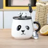 Mokken keramische mok met deksel cartoon panda patroon koffiekop melk huisdecor drinken drink drink keuken gebruiksvoorwerpen ambachten geschenken