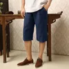 Shorts masculinos 2024 Summer Vintage Cotton Pants Loose Haren Linen Casual Color Solid Streetwear