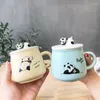 Mugs Three-dimensional Cartoon Panda Color Glazed Ceramic Cup Cute Water Literary Small Fresh Mug