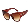 Sunglasses Fashion Cat Eye Woman Brand Designer Big Frame Gradient Sun Glasses Clear Lens Female Shades Vintage