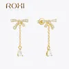 Studörhängen Roxi 1Pair Geometry Bowknot Tassel For Women 925 Sterling Silver Korean Piercing Cartilago smycken