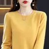 Plus -storlek S5xl Pullover High End100% Merino Wool Sweater Womens Oneck Tops Slim Long Sleeve Cashmere Sticked Bottoming Shirt 231228