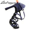 shoes Ladingwu Dance Shoes Latin For Women Navy Blue Satin Salsa Dance Shoes For Girls Ballroom Dance Shoes Sports Sandals Heel