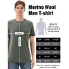 Protect 100% Merino Wool Men's Lightweight Anti Odor T-shirt Moisture Wicking Sweatshirt Suitable for Hiking