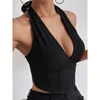 Fashion Outfit 2024 Sexy Women New Backless Halterneck Tight Camisoles Summer VNeck Gymdolphins Sports Casual Yoga Bra Top Tank Fitness Xcbw