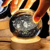 Figurines décoratines astronomie 3D Système solaire Boule cristalline avec sphère d'éclairage LED Holder Gravure Laser Gravure Verre Decoration Po Accessoires