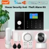 Kits Mulo WiFi GSM Alarm System för Home Wireless Security Burglar System Kit 2G Smart Life Tuya App Control Work With Alexa