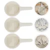 Candle Holders 3pcs Mini Ceramic Trays Household Tealight Spoons (White)