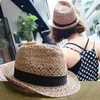 Breite Krempeln Hüte Eimer Hats Western Sunshade Cap Summer Panama Beach Caps Frauen Männer Stroh Fedora Hats Urlaub Handgefertigte Jazzhut Travel Freizeit Sonne Hats Neu 240407