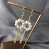 Dangle Earrings Real White Freshwater Pearl Flower Tassel Drop Statement Women Fashion