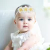 女の赤ちゃんのヘッドバンド白黄色の花の弾性ヘッドバンド伸縮性綿幼児ヘアバンドベビーヘアアクセサリー22292