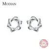 Stud -oorbellen Modian Simple Star Flower Line Fashion Cute Charm Geometric 925 Sterling Silver Sieraden vrouwelijk Tiny Earring cadeau