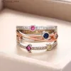 Cluster Rings Huiran Fashion Cross Female Finger Ring Smycken Vit/Yellow Blue/Rose Red Cz Shine Stone Evening Party Accessories Stylish Gift240408