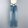 Jeans da donna Y2K Temperamento versatile pantaloni dritti dritti tridimensionali decorazioni in vita a fiore rosa