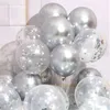 Party Decoration 40pcs 12inch Silver Mixed Confetti Latex Balloons Boy Girl Birthday Adult Woman Man Decorations Graduation Year Decor