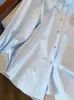 Frauenblusen Frühling elegant französische schicke blaue Knopf Shirt Lose Pass