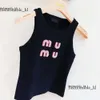 Miui Sac Designers T-shirt Tanks pour femmes Miu Anagram-Embroidered Cotton-Blend Tank Top Shorts Designer Suit tricot Femme Cropped Jersey Ladies Tops Mui Mui Mui 319