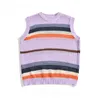 Men's Vests Contrast Color Striped Hollow Knitted Vest Summer National Trend Lazy Style Personality Sleeveless Waistcoat Male Clothing