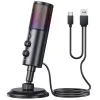 Microfoni SOOMFON RGB Condensatore Microfono in live streaming microfono professionale con riduzione del rumore del pulsante muto per la registrazione dei giochi