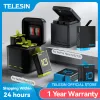 Accessories TELESIN Battery for GoPro Hero 10 9 8 7 6 5 3 Ways LED Light Battery Charger TF Card Battery Storage For Hero 5 6 7 8 9 10 Black