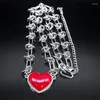 Подвесные ожерелья HNSP Красное сердце из нержавеющей стали попкорна ожерелье для женщин Универсальные ювелирные аксессуары 2024