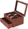 24 Slots Wooden Case Watch Display Box for Men Women Glass Top Collection Box Jewelry Storage Organizer Holder Storage Gifts (16.7 x 11.42 x 3.15 Black)