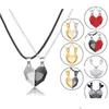 Chokers Couple Lover Necklace Set Black And White Love Stitching Magnetic Valentines Day Drop Delivery Jewelry Necklaces Pendants Dhlce