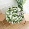 テーブルクロストロピカルパームの葉と花の丸いテーブルクロス抵抗性の水防水式の円形カバーキッチンダイニングピクニック用の装飾