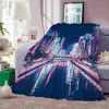 Battaniyeler Neon City Kış kanepesi için dekoratif kanepe, battaniye nordic yatak örtüsü üzerinde kabarık yumuşak polar boho özel şekerleme
